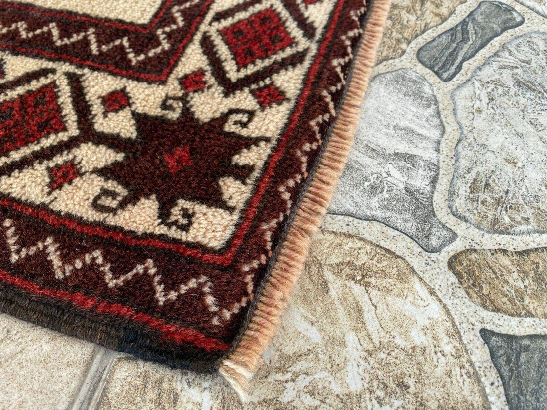 Vintage Turkish Wool Rug, Hand-Knotted Antique Red Oushak Anatolian 1980s 3x6