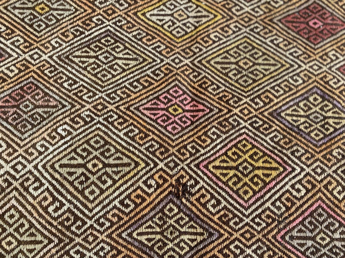 Vintage Turkish Oushak Rug, 1.8x3.7ft Red Handmade Wool Antique Tribal Small Rug