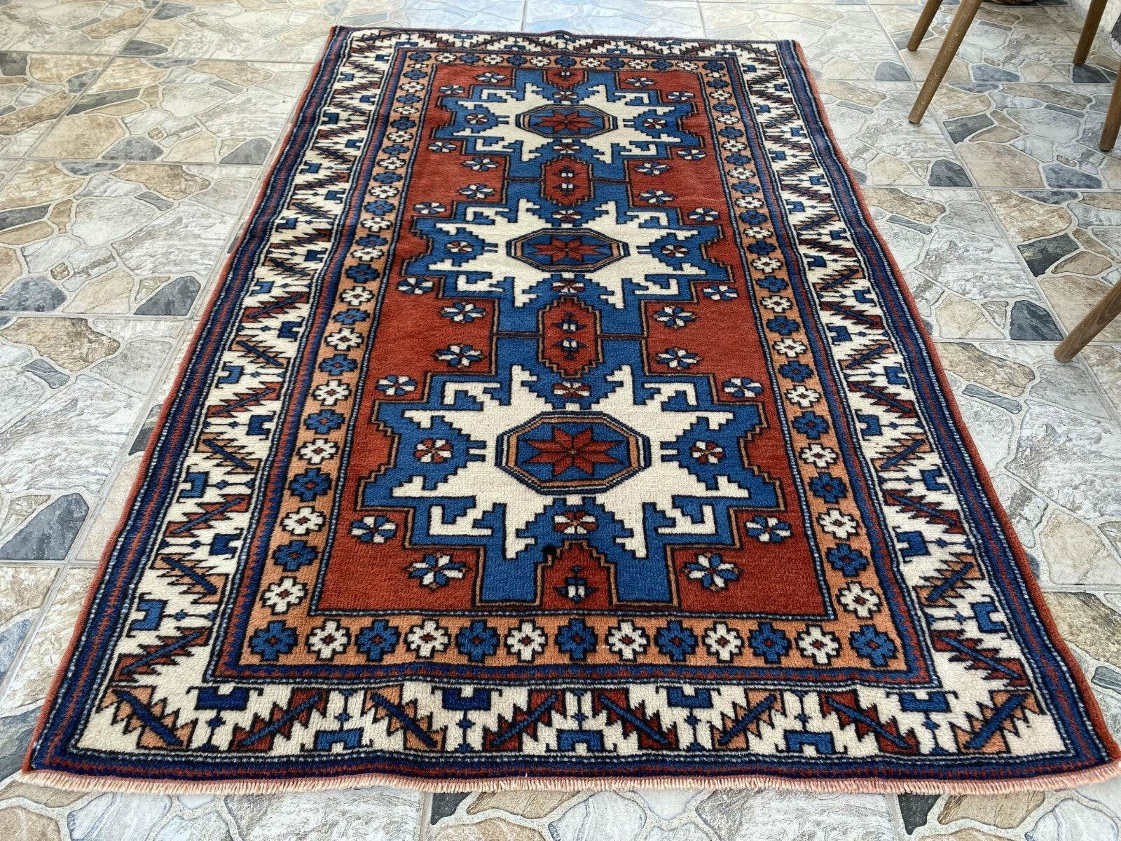 Kurdish Anatolian Wool Hand-Knotted Rug | Vintage Tribal Oushak Unique Carpet