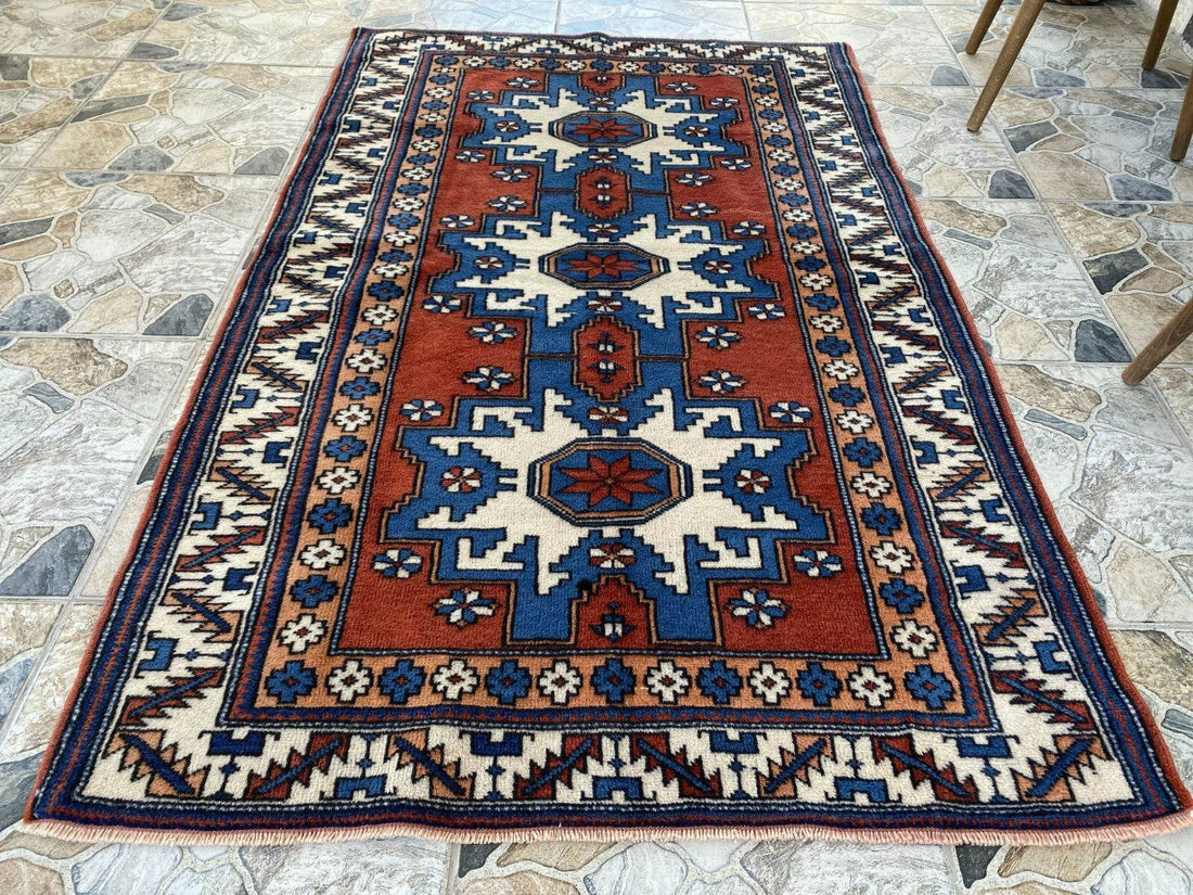 Kurdish Anatolian Wool Hand-Knotted Rug | Vintage Tribal Oushak Unique Carpet