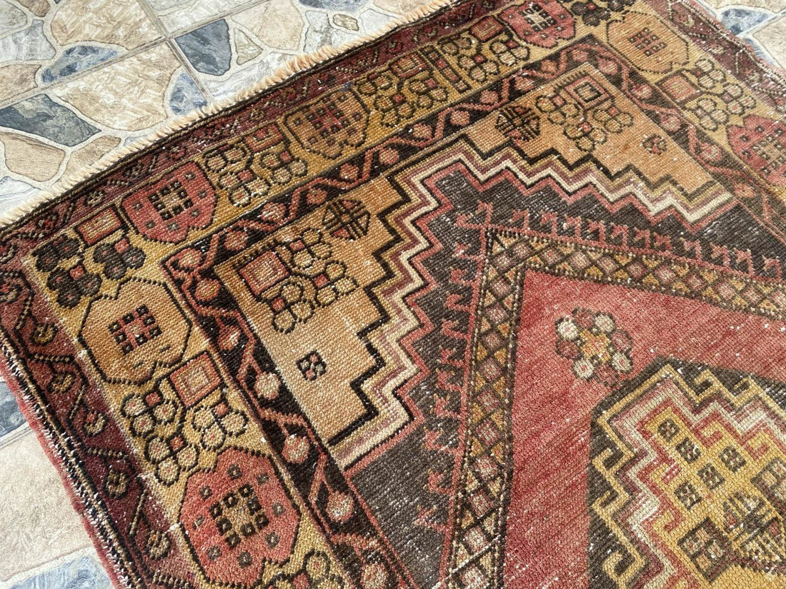 Handmade Turkish Vintage Rug | 1970s Tribal Wool Farmhouse Antique Area Carpet