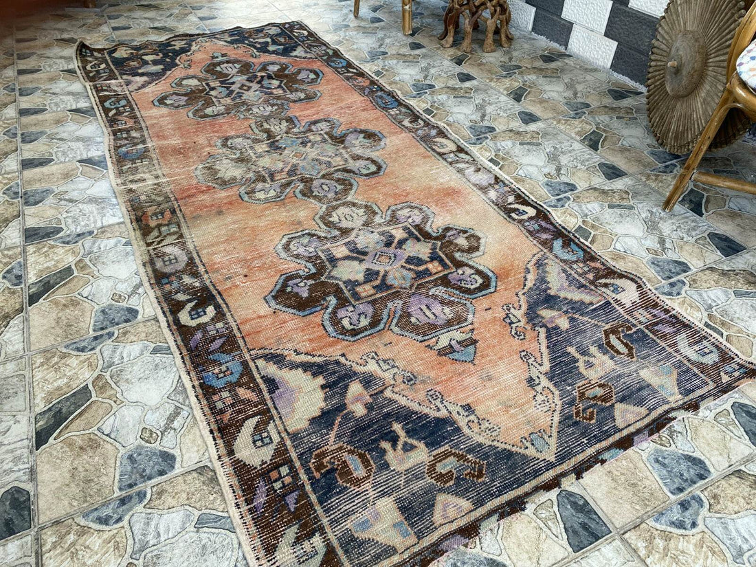 Vintage Anatolian Runner Rug | 3.7 x 9 ft | Hand-Knotted Rug Wool Hallway Carpet