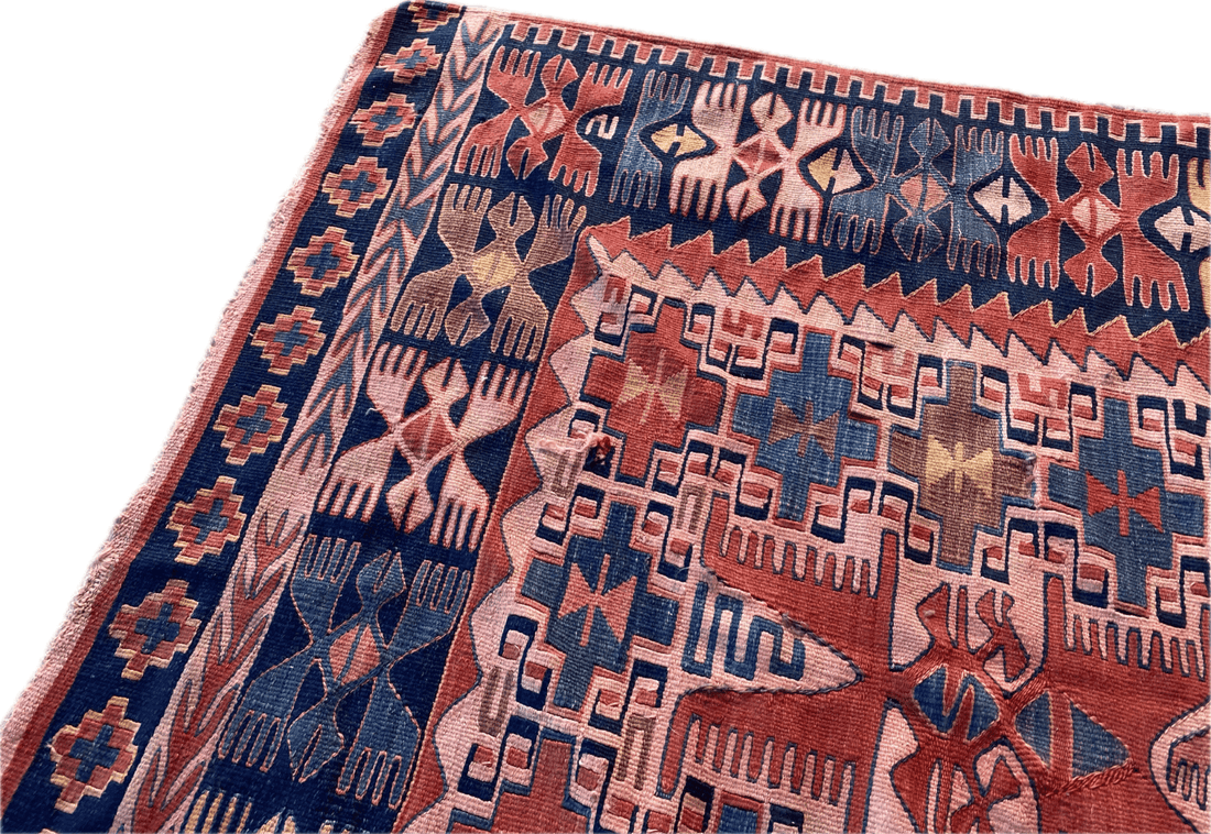 Vintage Anatolian Kilim Rug | 1970s Turkish Hand-Knotted Wool Farmhouse Area Rug