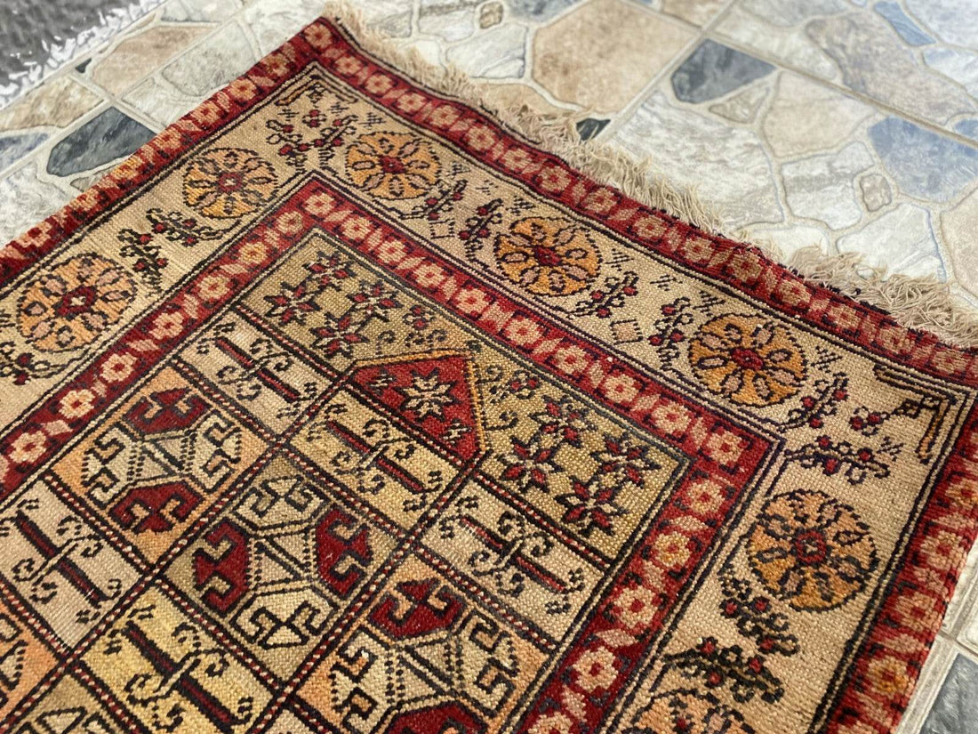 Pre 1920’s ANTIQUE ARMENIAN AREA RUG GEOMETRIC TRIBAL FARMHOUSE VINTAGE CARPET