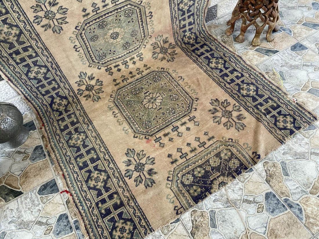 Vintage Turkish Oushak Runner | 4.33 x 9.18 ft | Hand-Knotted Wool Farmhouse Rug