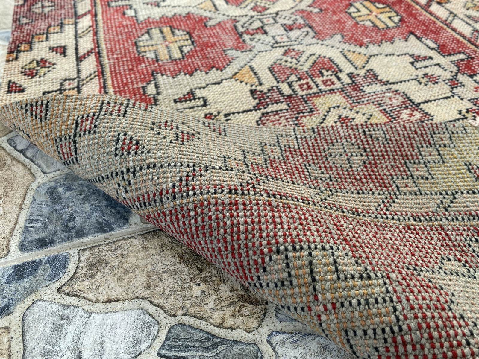 Vintage Rug | Wool Runner Antique Farmhouse Anatolian Handmade Turkish Rug 2x7ft