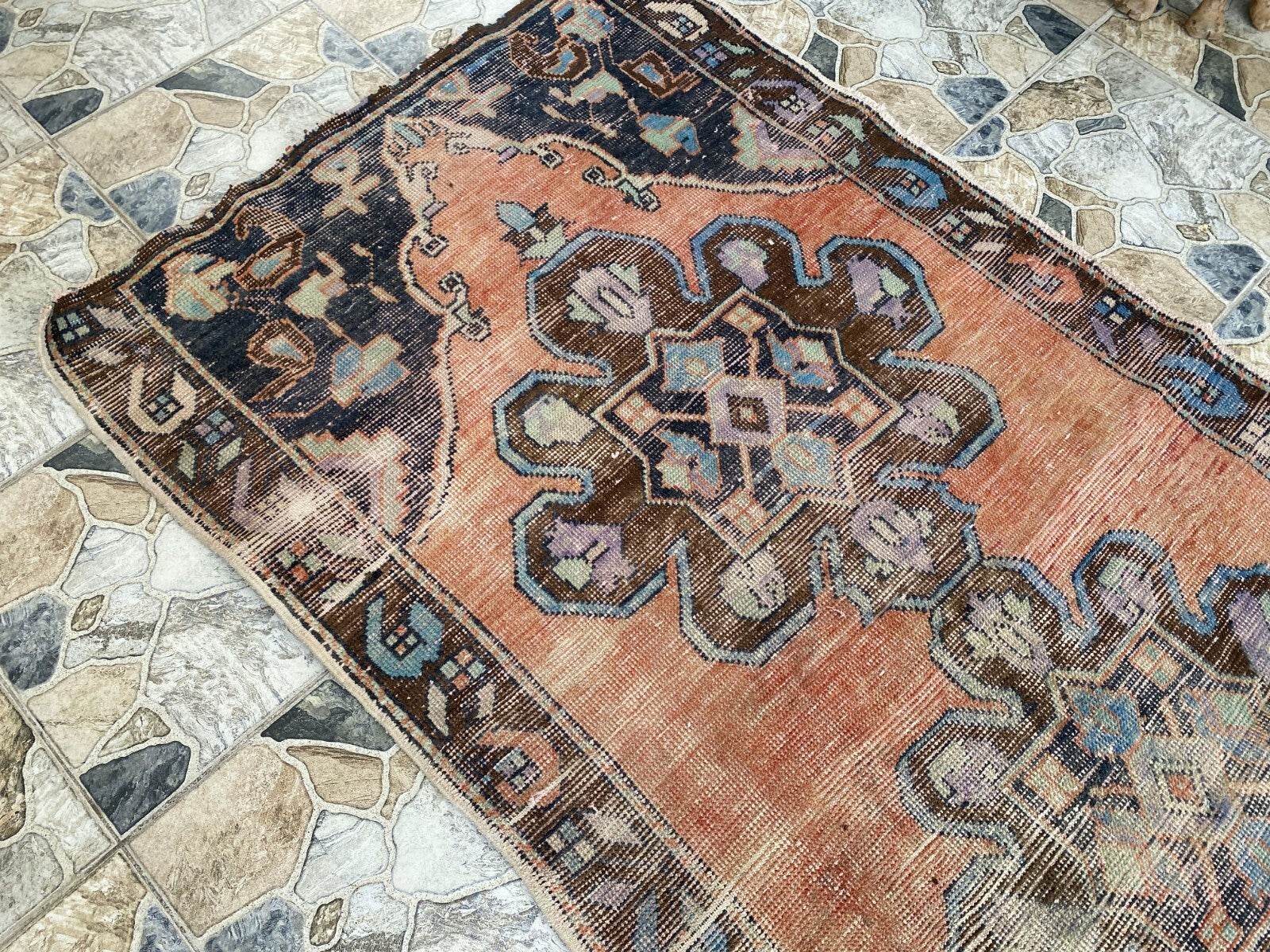 Vintage Anatolian Runner Rug | 3.7 x 9 ft | Hand-Knotted Rug Wool Hallway Carpet