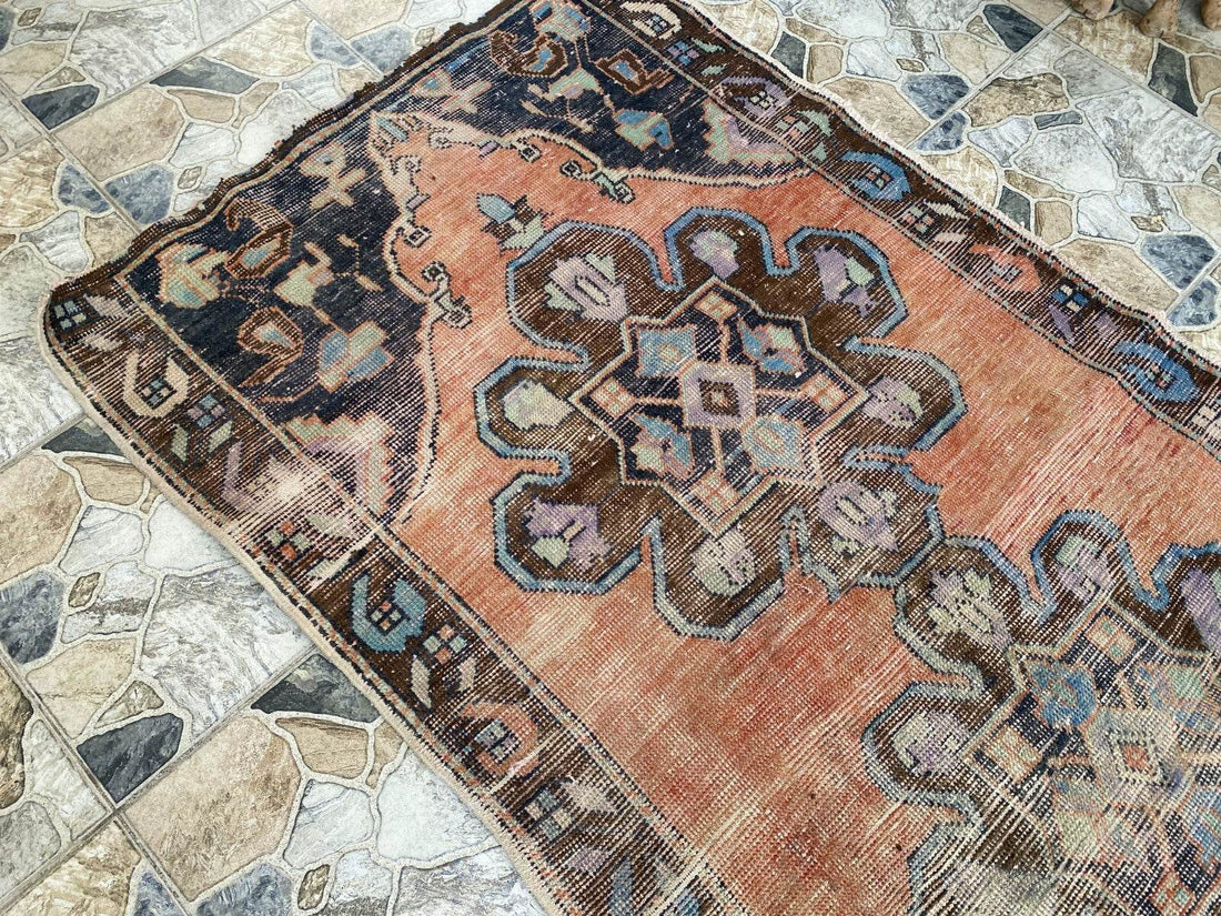 Vintage Anatolian Runner Rug | 3.7 x 9 ft | Hand-Knotted Rug Wool Hallway Carpet