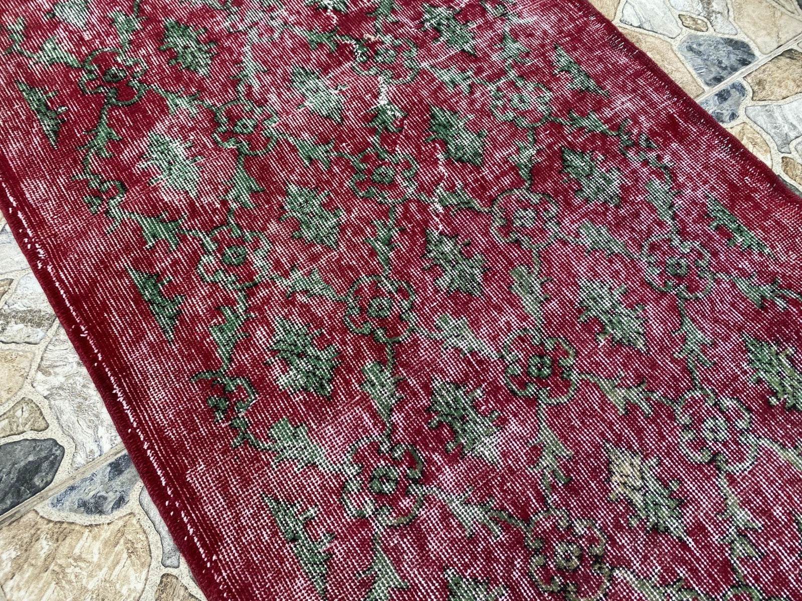 Vintage Turkish Runner Rug | 2.7x6.7ft Wool Handmade Anatolian Village Hallway