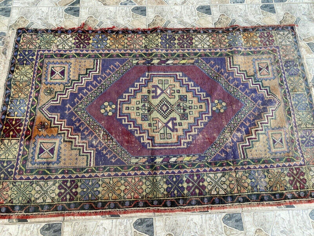 Handmade Turkish Vintage Rug | 1970s Tribal Wool Farmhouse Antique Area Carpet