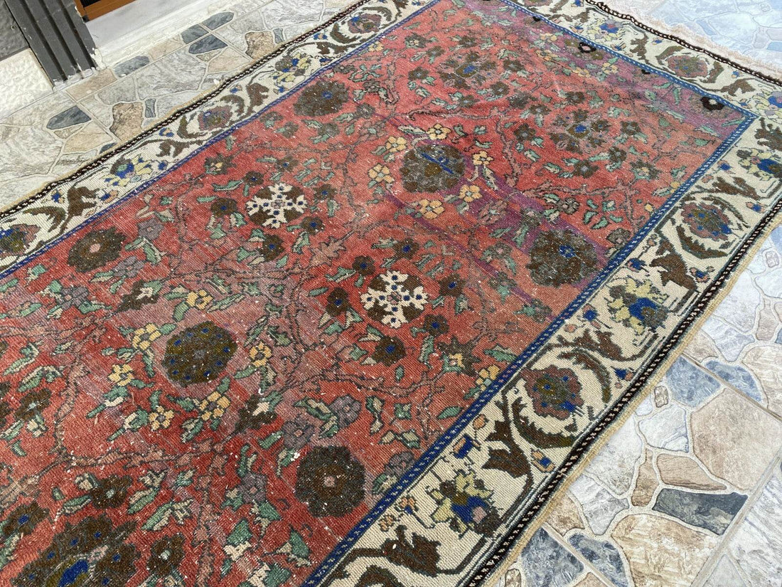 Vintage Turkish Rug | Tribal Handmade Wool Farmhouse Antique Area Aesthetic Rugs