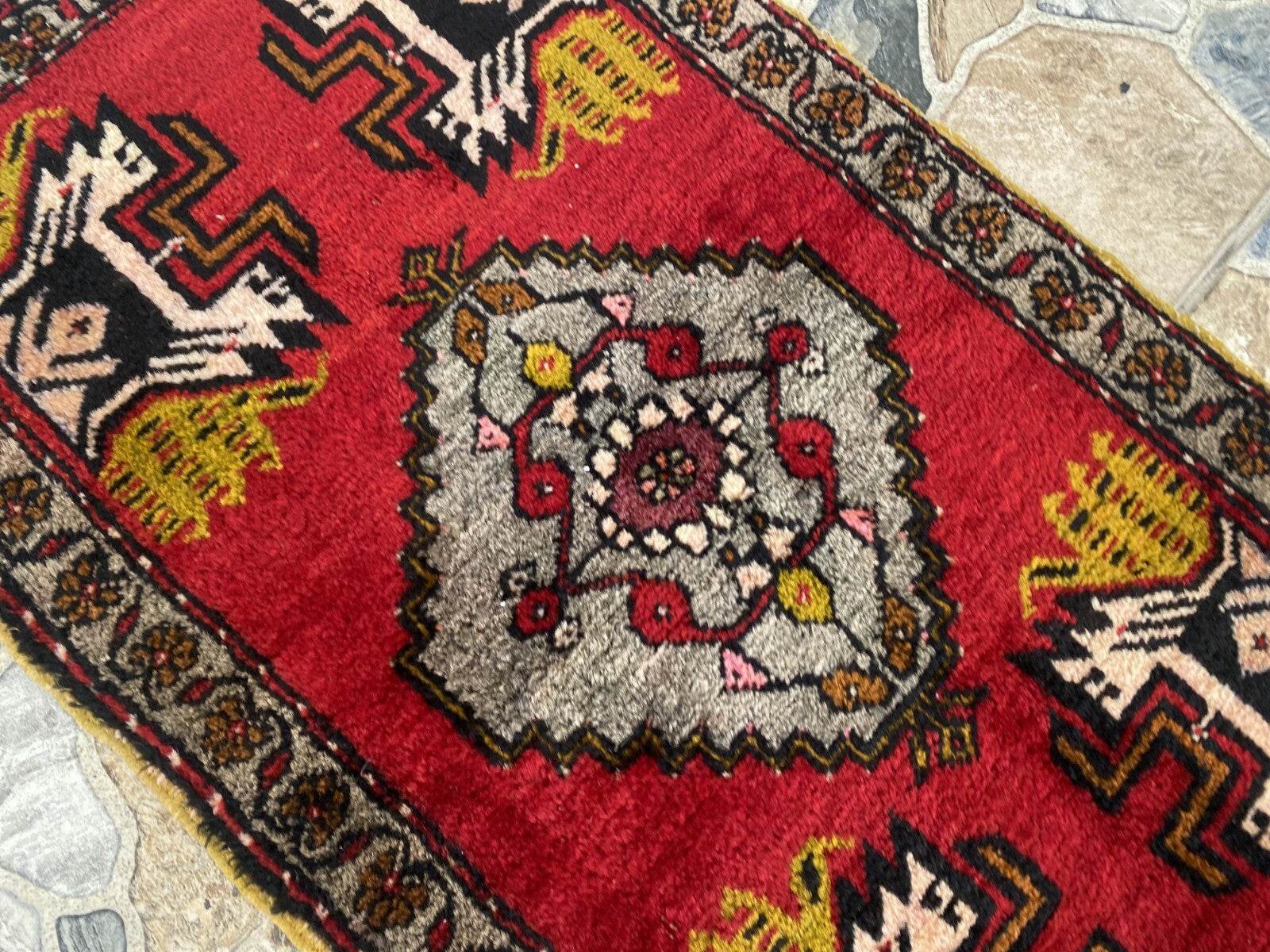 Vintage Rug | AntiqueWool Farmhouse Anatolian Handmade Turkish Small 1.7x3.5ft