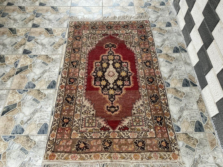 Pre 1930’s ANTIQUE ARMENIAN AREA RUG TRIBAL FARMHOUSE VINTAGE GEOMETRIC CARPET