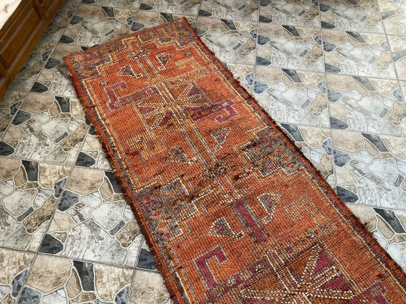 Vintage Kurdish Rug | Tribal Hand-knotted Wool Farmhouse Herki Antique 3 x 11 ft