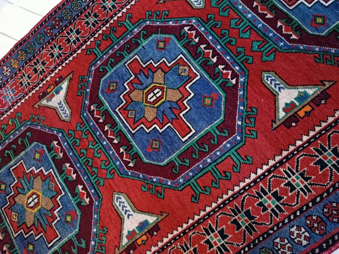 Vintage Caucasian Rug | 4.43 x 7.74 ft | Tribal Handmade Wool Farmhouse Carpet