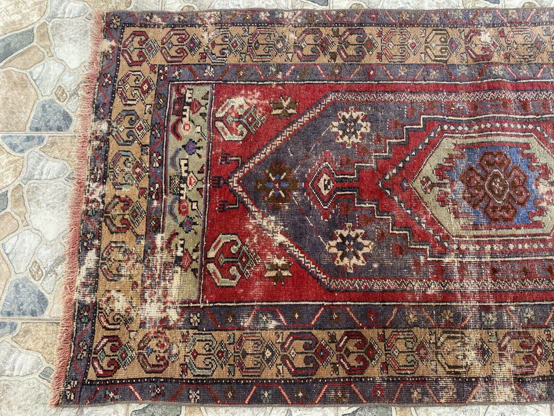 Vintage Turkish Oushak Rug | Antique Tribal Handmade Wool Farmhouse 3 x 6 ft