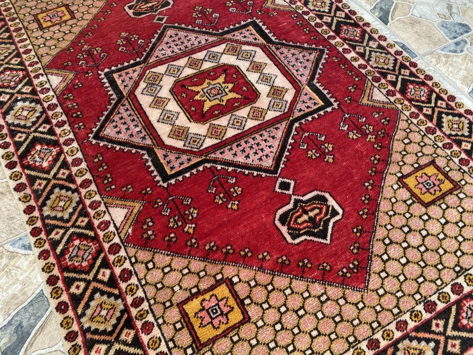 Vintage Rug | Wool Area Antique Farmhouse Anatolian Handmade Turkish Rug 4x6ft