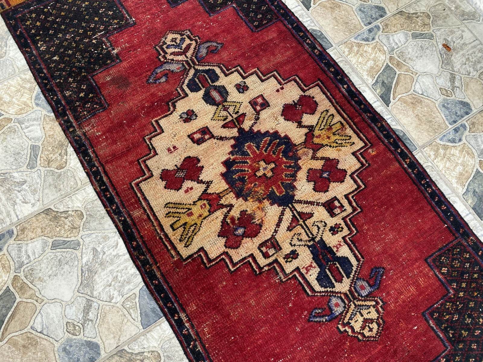 Vintage Turkish Anatolian Rug | 3 x 7.15 ft | Farmhouse Hand-Knotted Wool Carpet