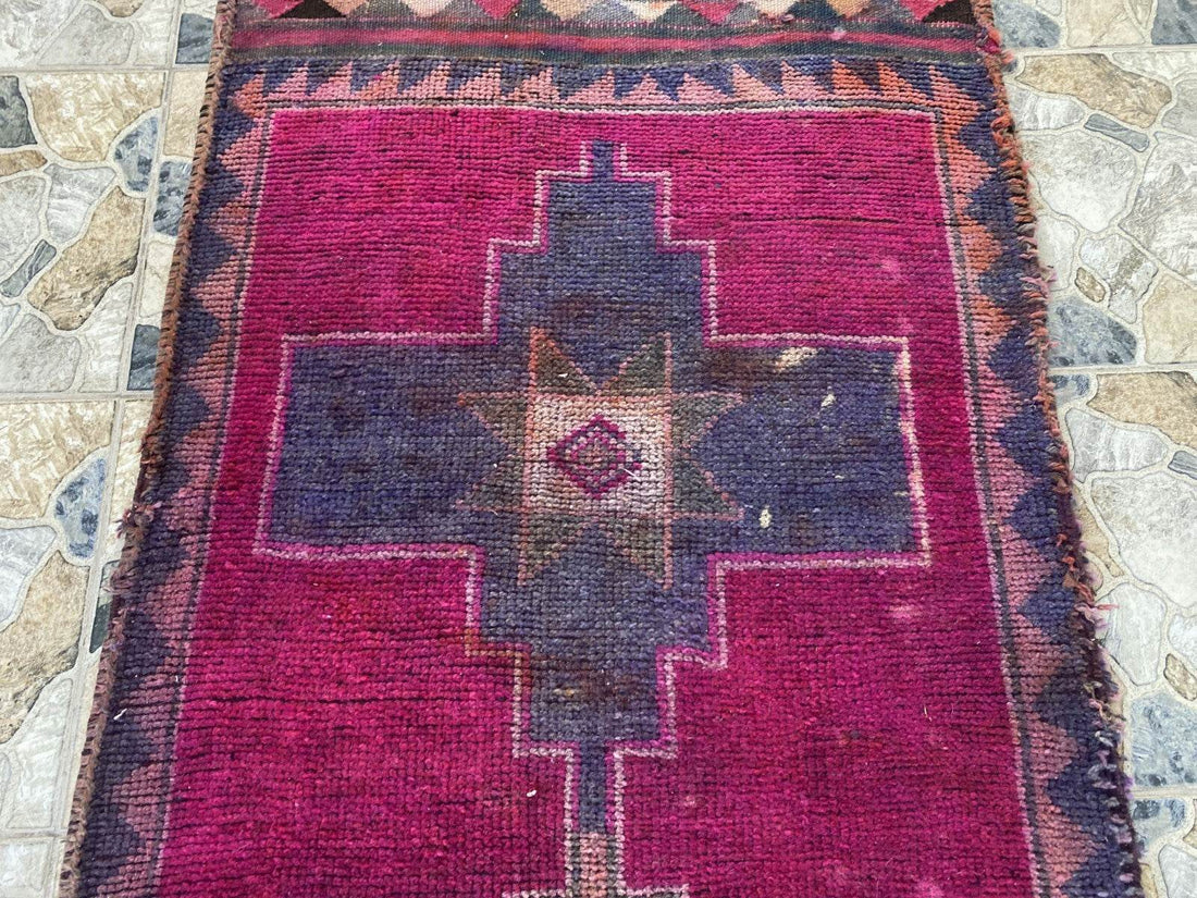 Kurdish Vintage Rug | Handmade Wool 1960s Farmhouse Tribal Antique Runner Carpet