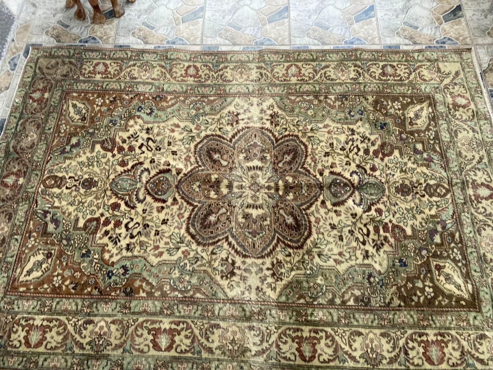 Vintage Turkish Rug,Geometric Farmhouse Antique Anatolian Village Rug 4.8x7.2 Ft