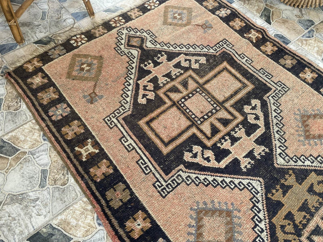 Handmade Turkish Vintage Rug | 1970s Tribal Wool Farmhouse Antique Area Carpet