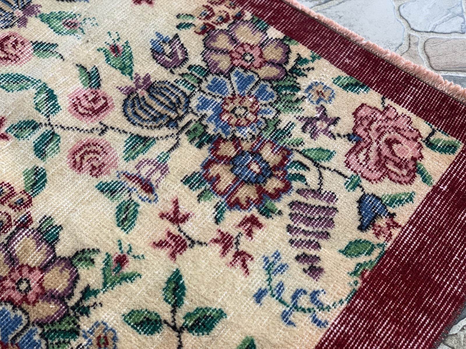 Vintage Turkish Rug | Oushak Handmade Wool Farmhouse Carpet Antique 3.3 x 5.2 ft