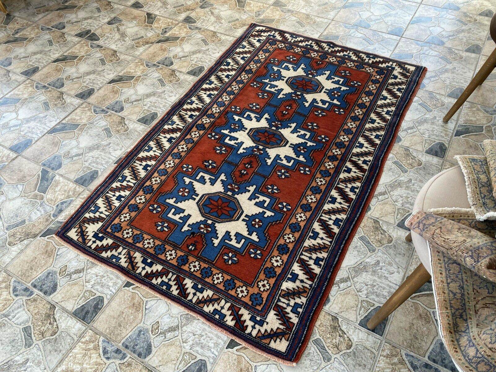Kurdish Anatolian Wool Hand-Knotted Rug | Vintage Tribal Oushak Unique Carpet