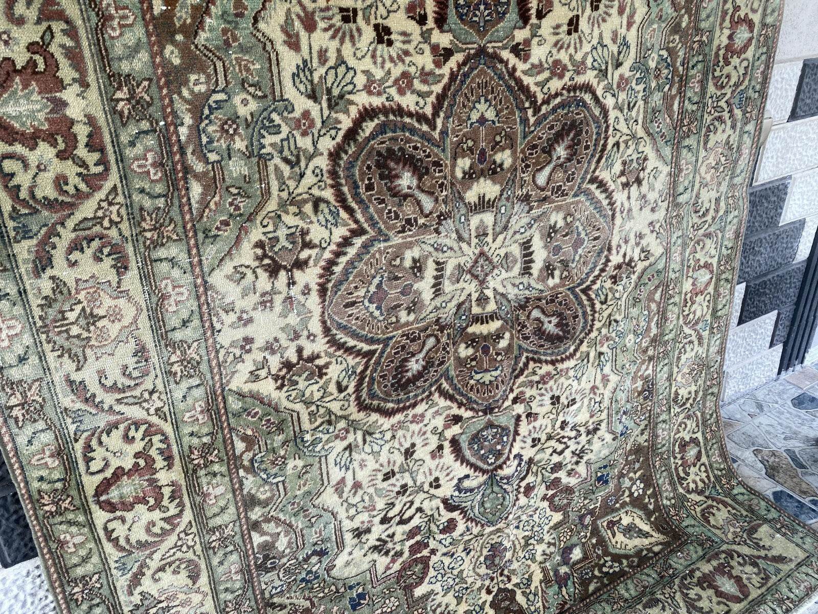 Vintage Turkish Rug,Geometric Farmhouse Antique Anatolian Village Rug 4.8x7.2 Ft