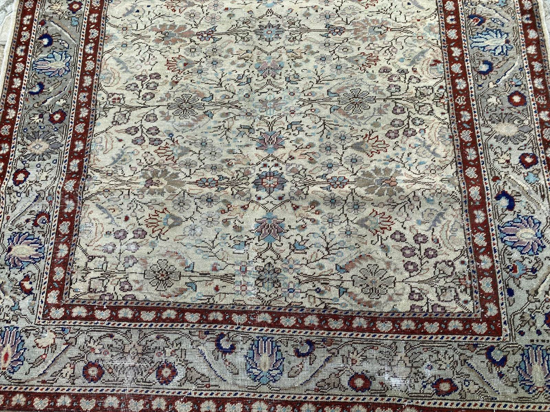 Vintage Anatolian Area Rug | 4.5x6.8 ft Antique Turkish Oushak | Faded Farmhouse