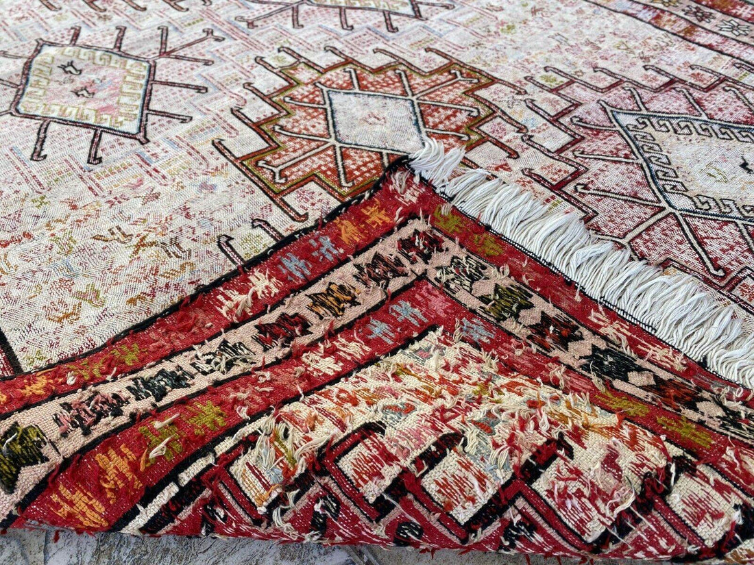 Vintage Persian Rug 3x6 ft, 1980s Wool Handmade Soumak Tribal Geometric Antique