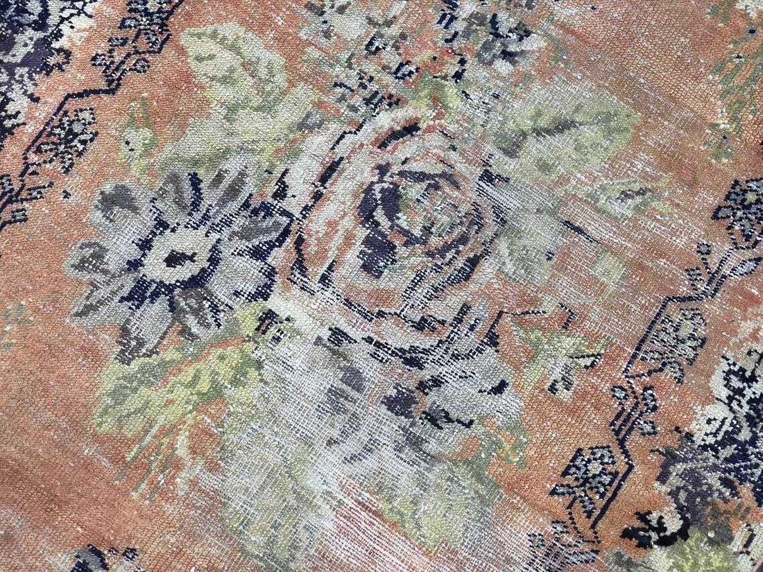 Vintage Oushak Farmhouse Rug, Handknotted Turkish Anatolian Wool Area Rug 3x5 ft