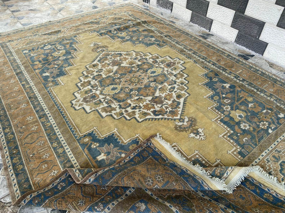 Vintage Turkish Oushak Rug | Anatolian Antique Taspinar Hand-Knotted Wool 1960s 6x8 ft