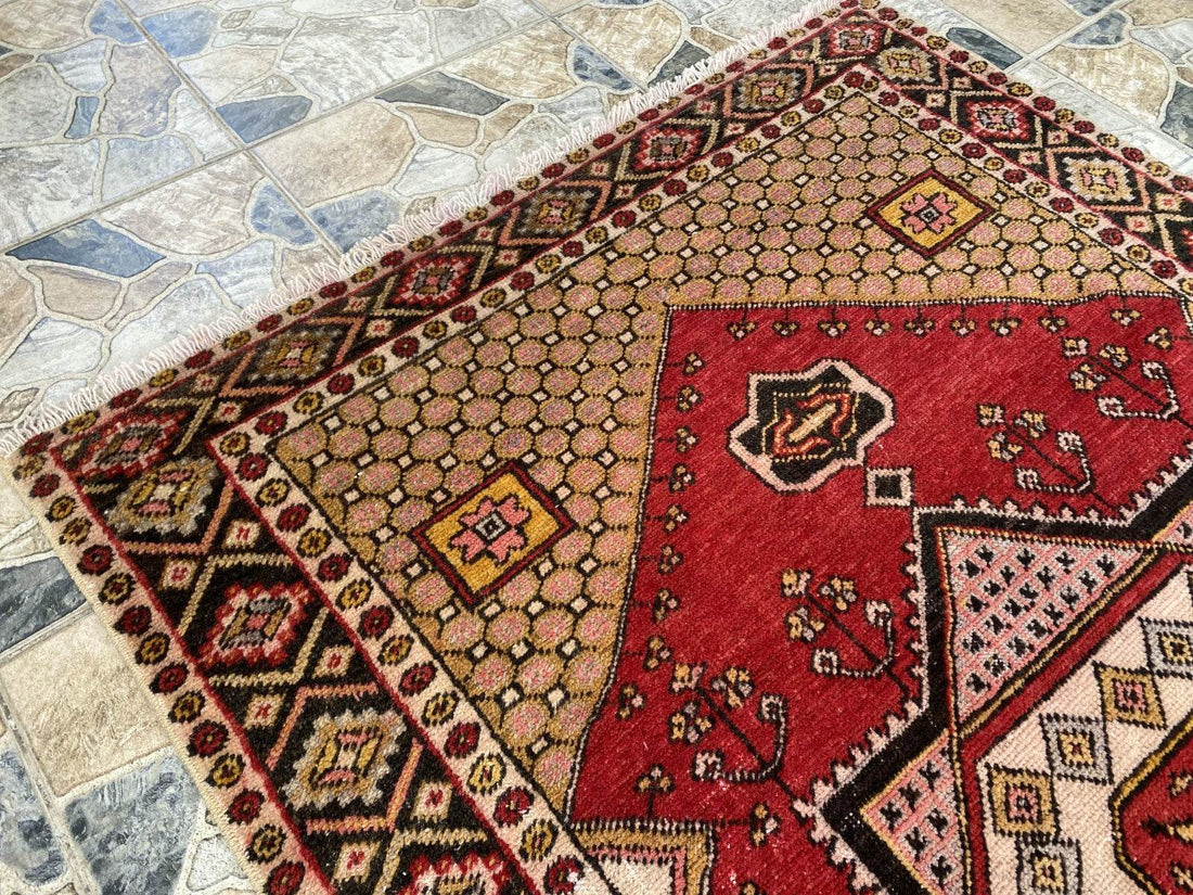 Vintage Rug | Wool Area Antique Farmhouse Anatolian Handmade Turkish Rug 4x6ft