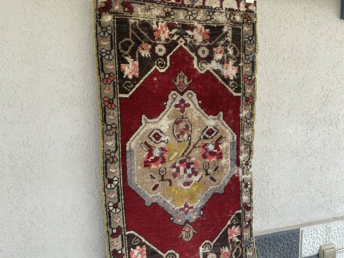 Handmade Turkish Vintage Rug | 1970s Tribal Wool Farmhouse Antique Small Carpet