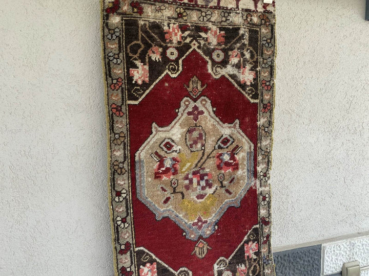 Handmade Turkish Vintage Rug | 1970s Tribal Wool Farmhouse Antique Small Carpet
