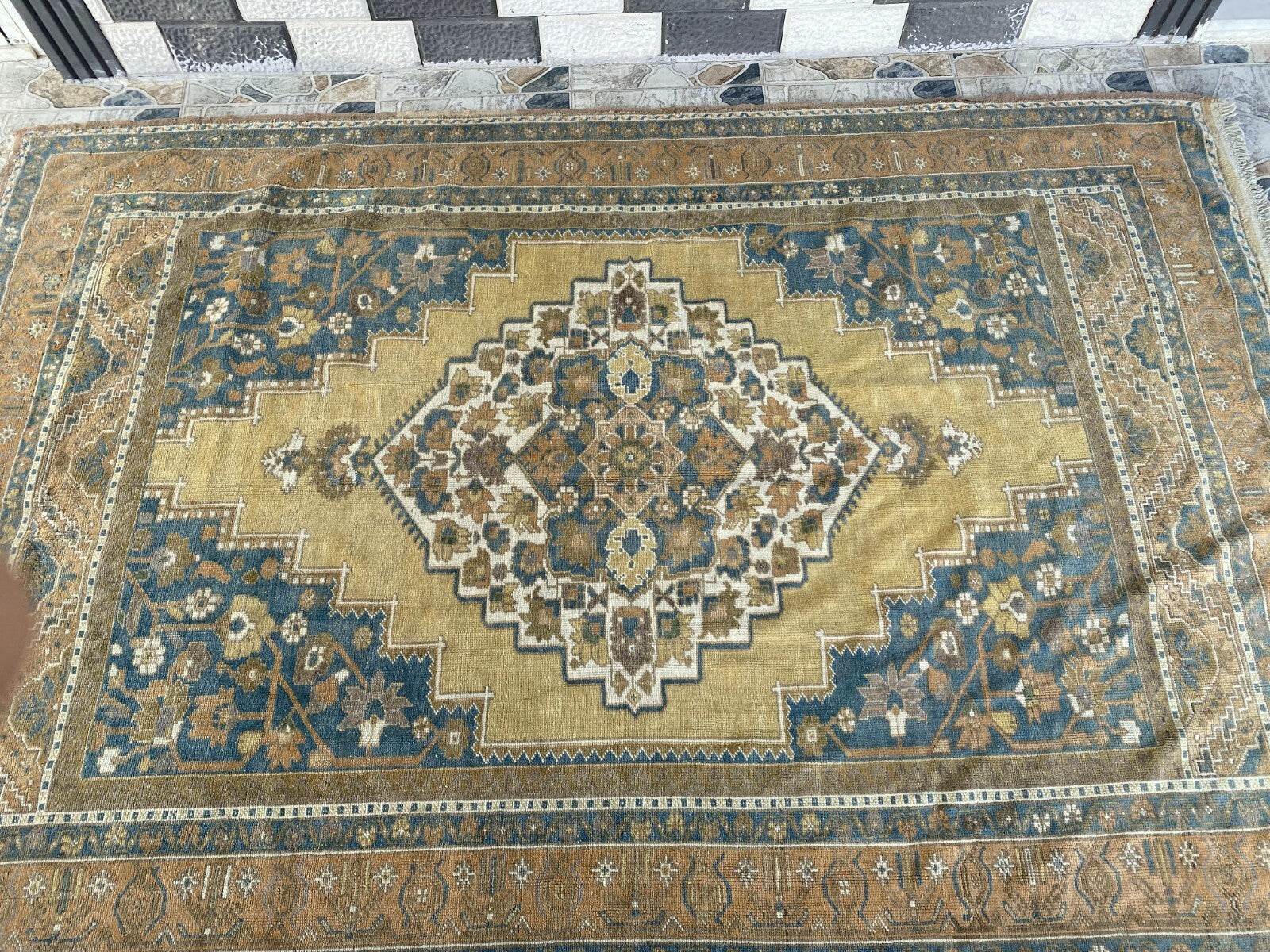 Vintage Turkish Oushak Rug | Anatolian Antique Taspinar Hand-Knotted Wool 1960s 6x8 ft