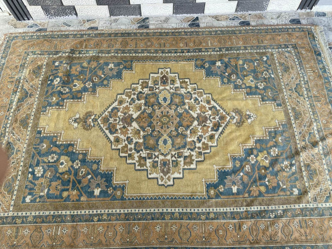 Vintage Turkish Oushak Rug | Anatolian Antique Taspinar Hand-Knotted Wool 1960s 6x8 ft