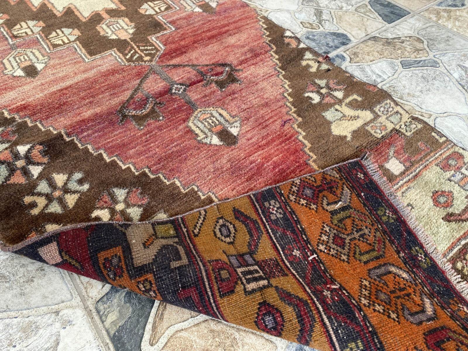 Vintage Rug | Farmhouse Antique Wool Anatolian Runner Handmade Turkish 2.1x8.6ft