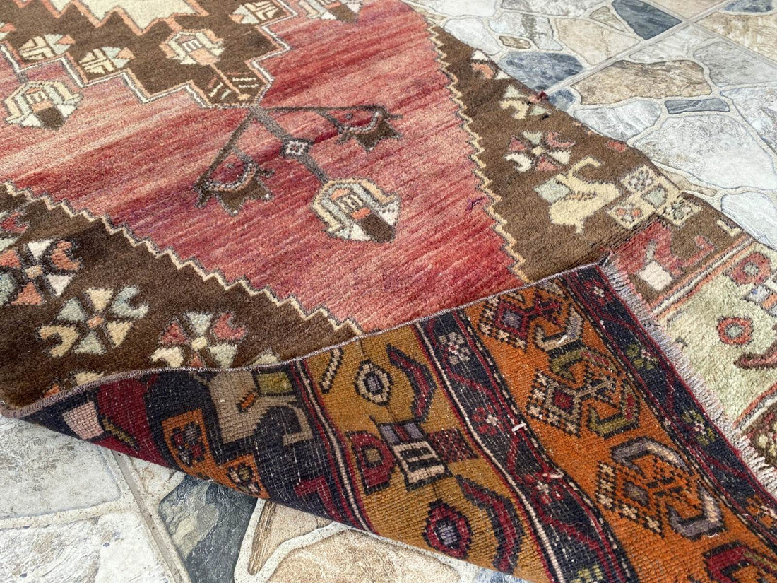 Vintage Rug | Farmhouse Antique Wool Anatolian Runner Handmade Turkish 2.1x8.6ft