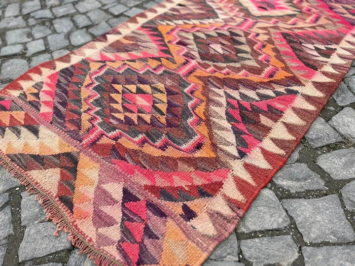 Vintage Kurdish Herki Rug | 1960s Turkish Anatolian Hand-Knotted Wool Runner Rug 3x11 ft