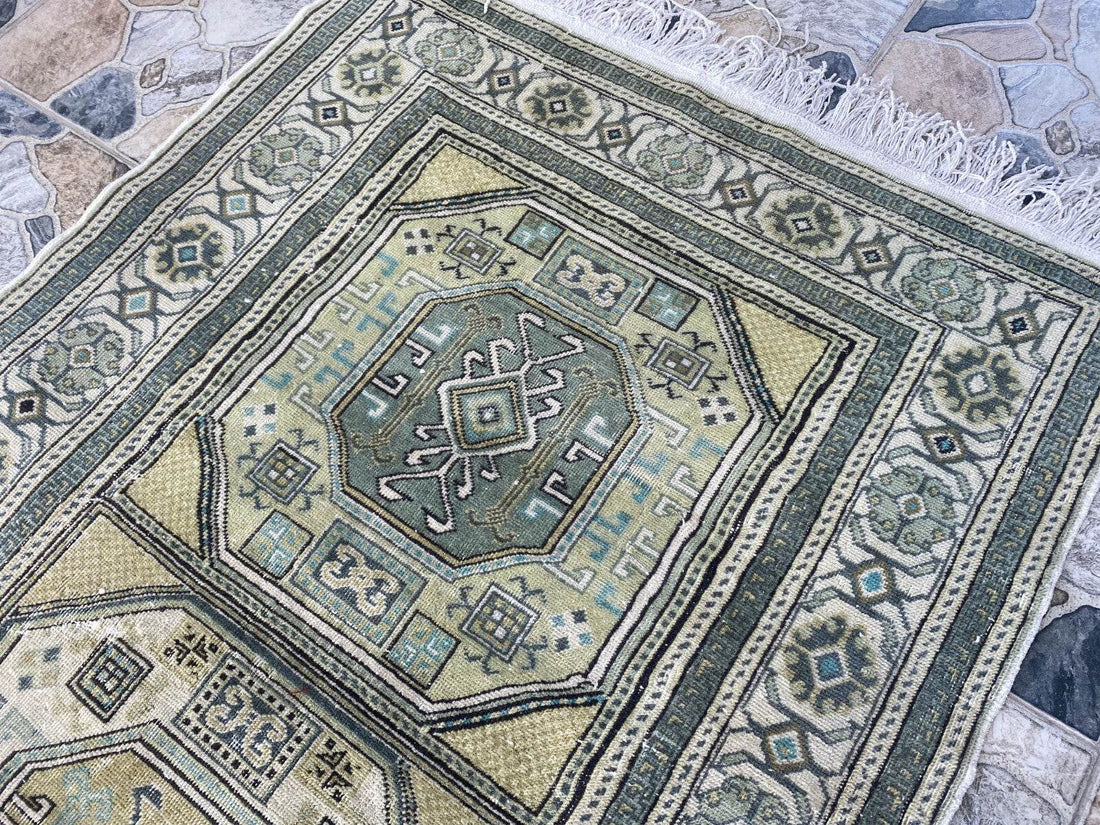 Vintage Turkish Oushak Rug - 3.2x6.1 Paste Handmade Wool Antique Tribal Area Rug