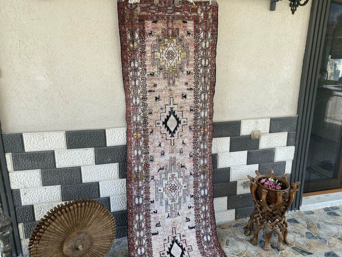 Vintage Persian Rug - 2.4x8.9 Brown Soumak Handmade Wool Antique Tribal Area Rug