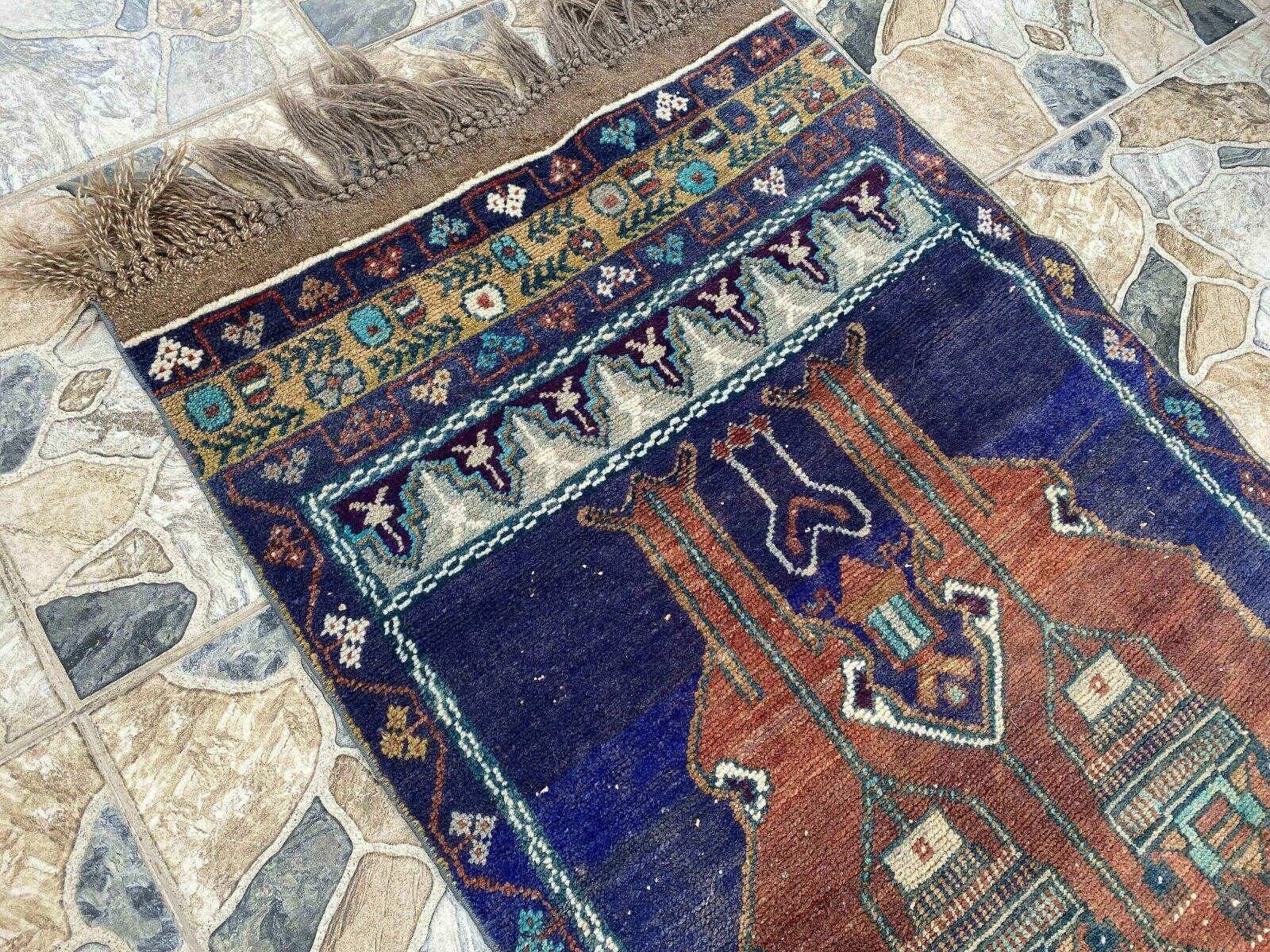 Vintage Turkish Oushak Rug | Handmade Antique Tribal Wool Farmhouse 2.8x6.9ft