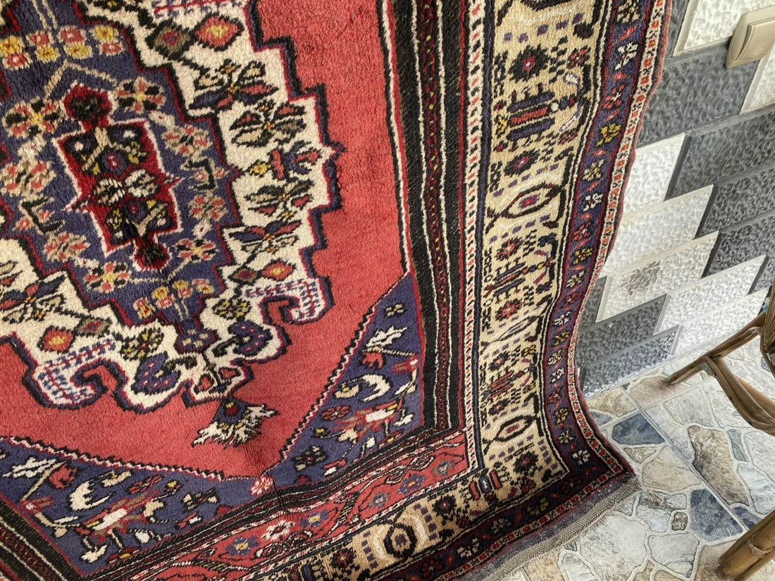 Vintage Turkish Rug | 4.3 x 6.5 ft | Handmade Geometric Anatolian Wool Area Rug