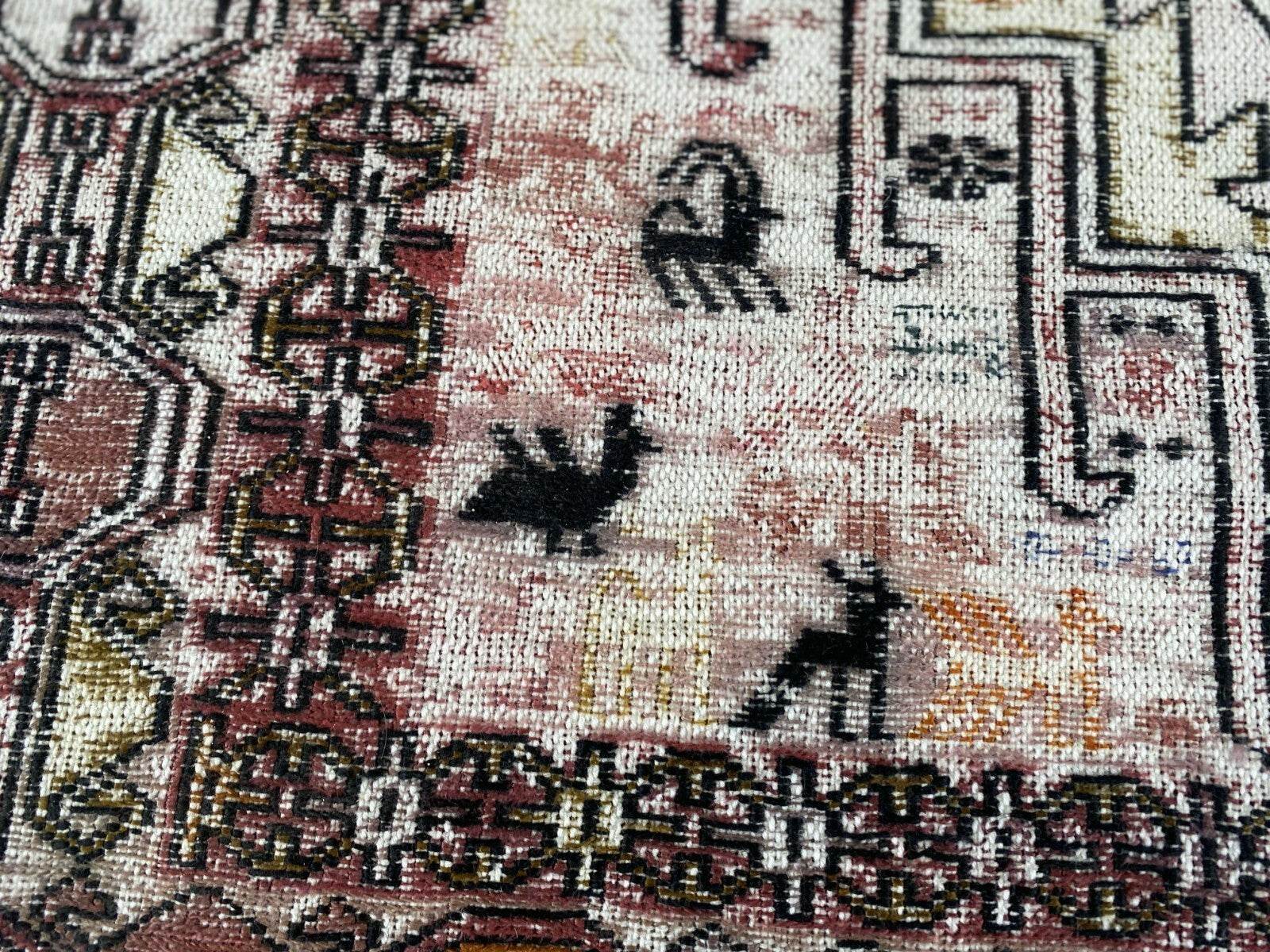 Vintage Persian Rug - 2.4x8.9 Brown Soumak Handmade Wool Antique Tribal Area Rug