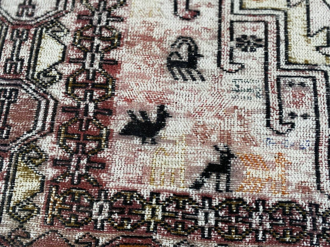 Vintage Persian Rug - 2.4x8.9 Brown Soumak Handmade Wool Antique Tribal Area Rug