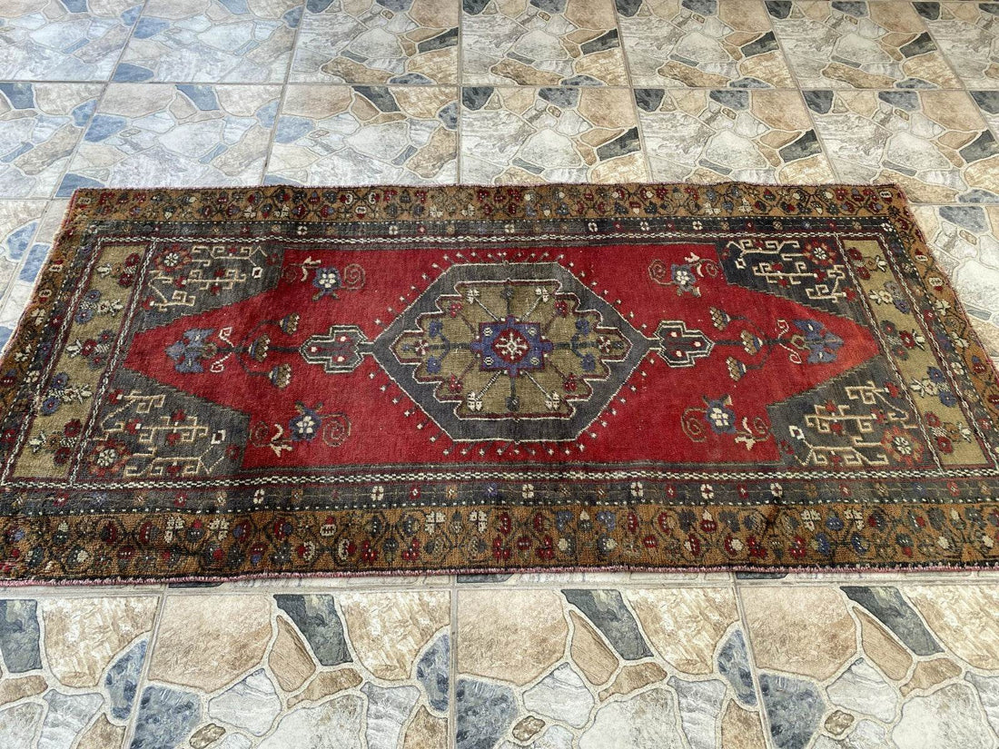 Vintage Turkish Oushak Rug | Anatolian Antique Tribal Hand-Knotted Wool Carpet 3x6 ft