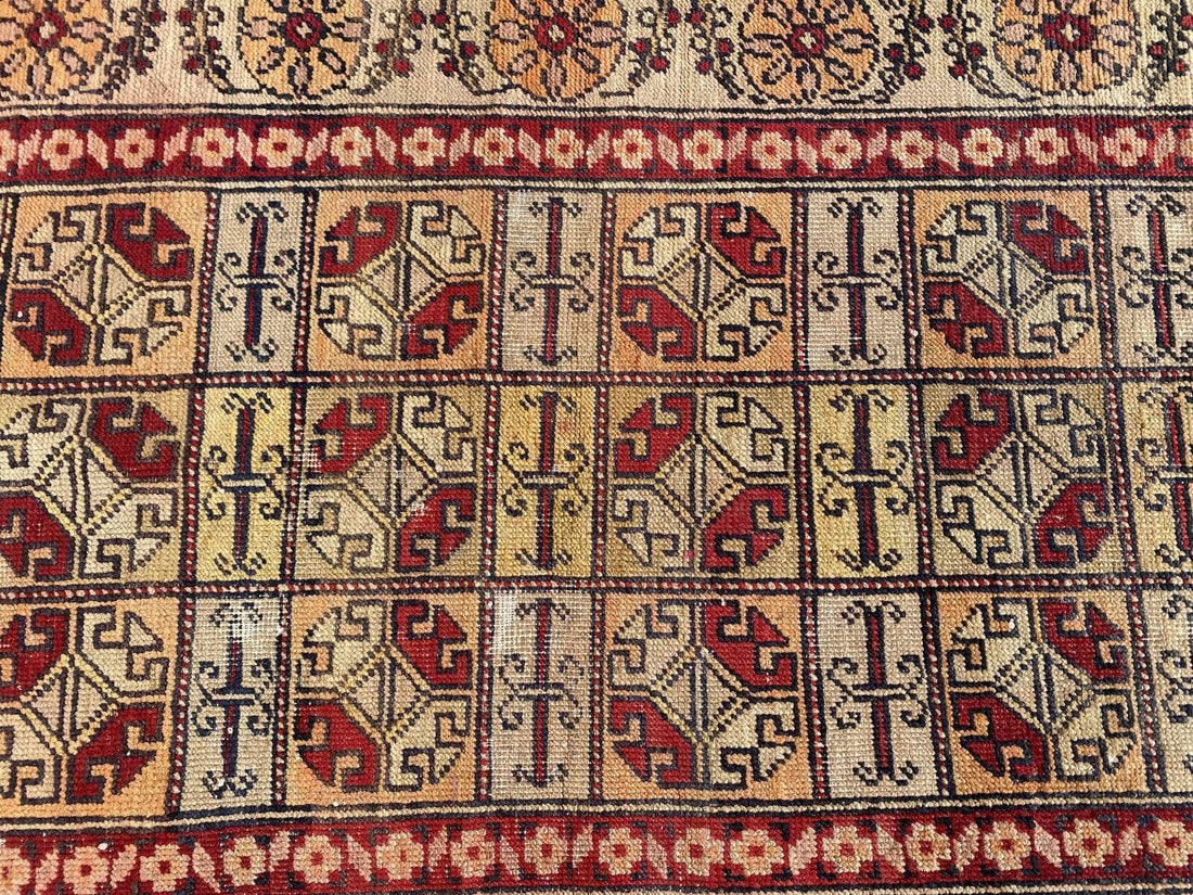Pre 1920’s ANTIQUE ARMENIAN AREA RUG GEOMETRIC TRIBAL FARMHOUSE VINTAGE CARPET