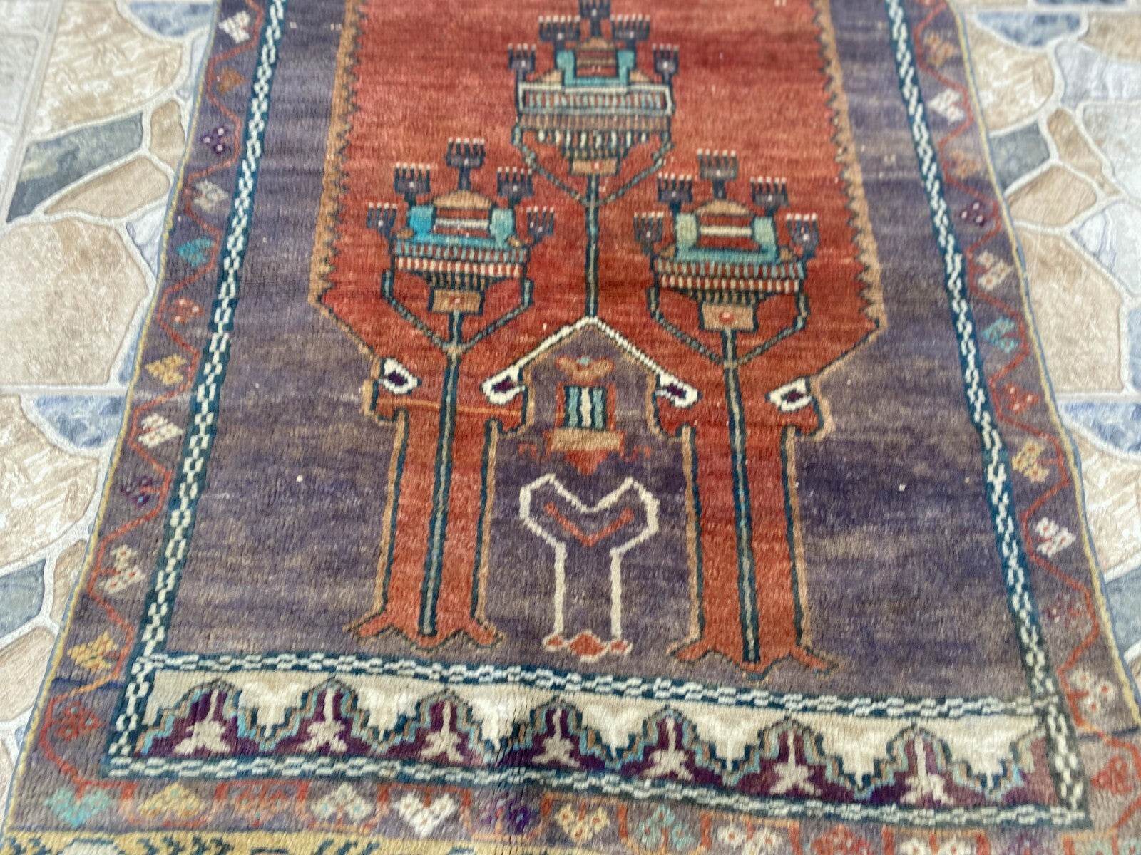 Vintage Turkish Oushak Rug | Handmade Antique Tribal Wool Farmhouse 2.8x6.9ft