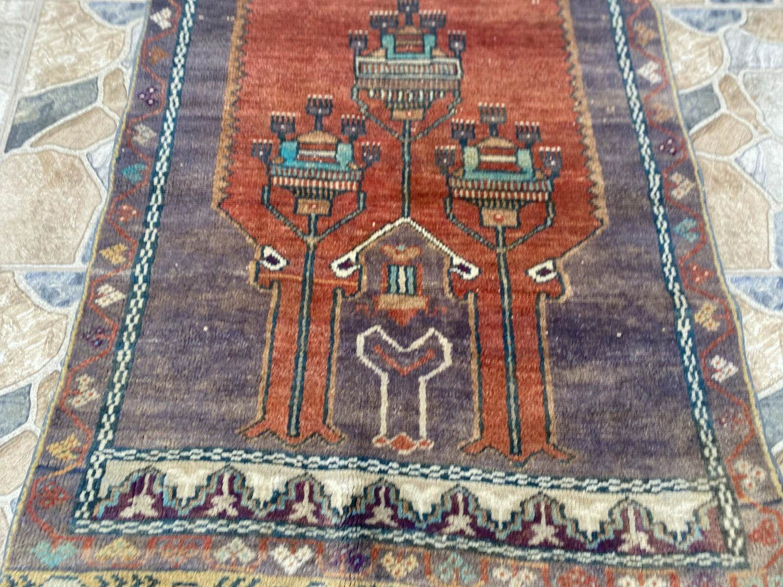 Vintage Turkish Oushak Rug | Handmade Antique Tribal Wool Farmhouse 2.8x6.9ft